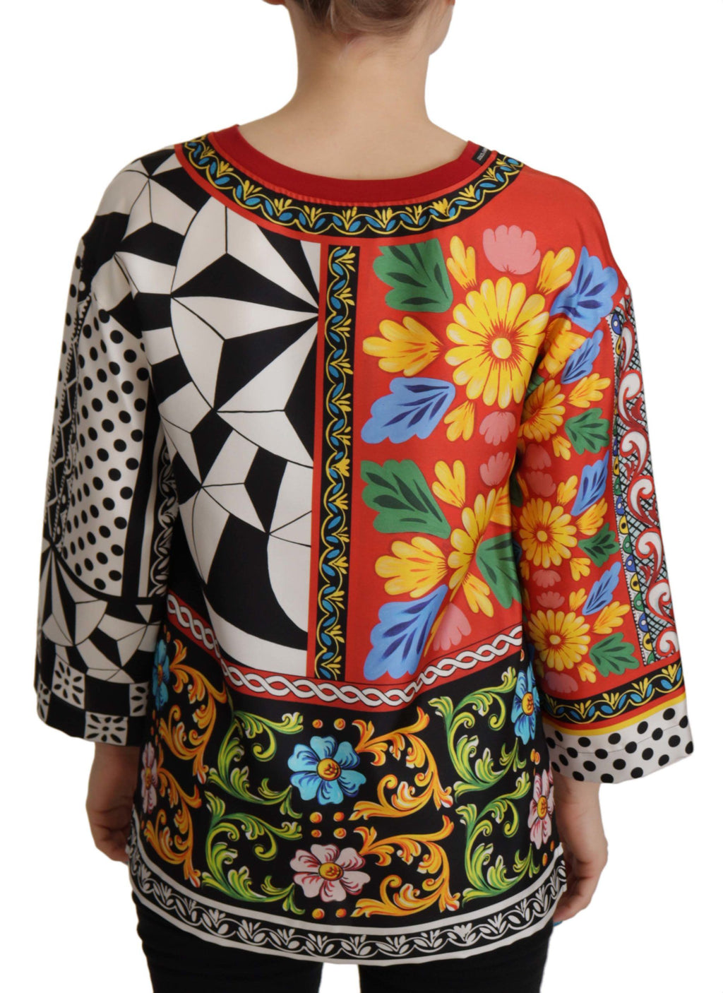 Dolce & Gabbana Multicolor Printed Baroque Loose Long Sleeves