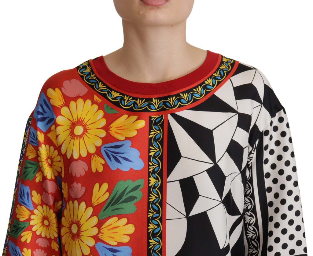 Dolce & Gabbana Multicolor Printed Baroque Loose Long Sleeves