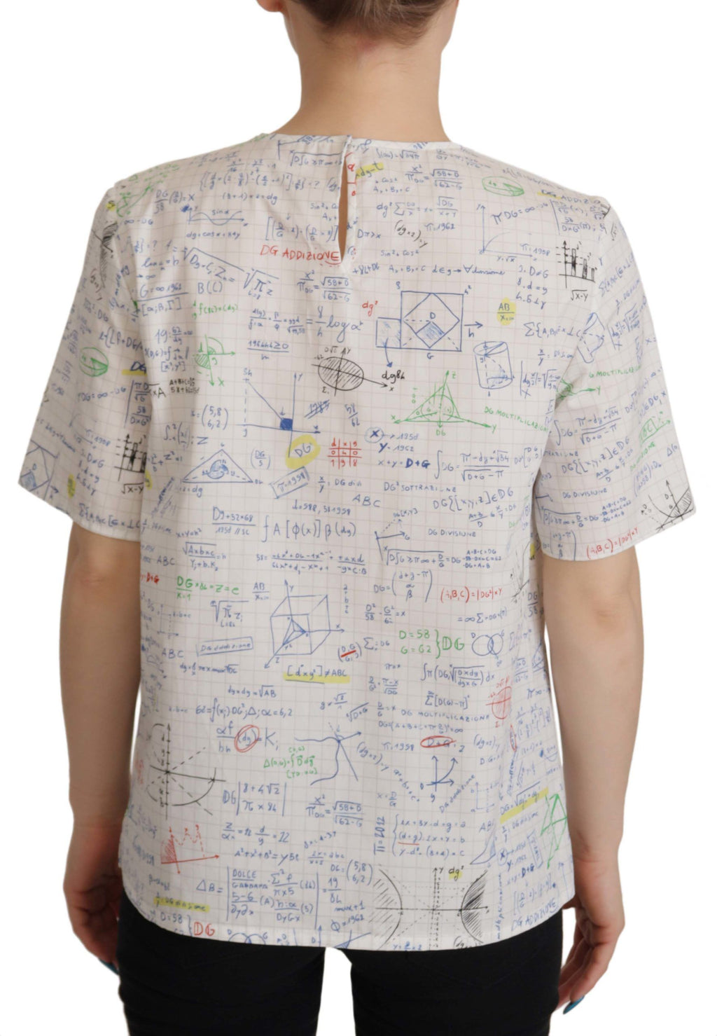 Dolce & Gabbana Weißes Baumwoll-Algebra-Top mit kurzen Ärmeln