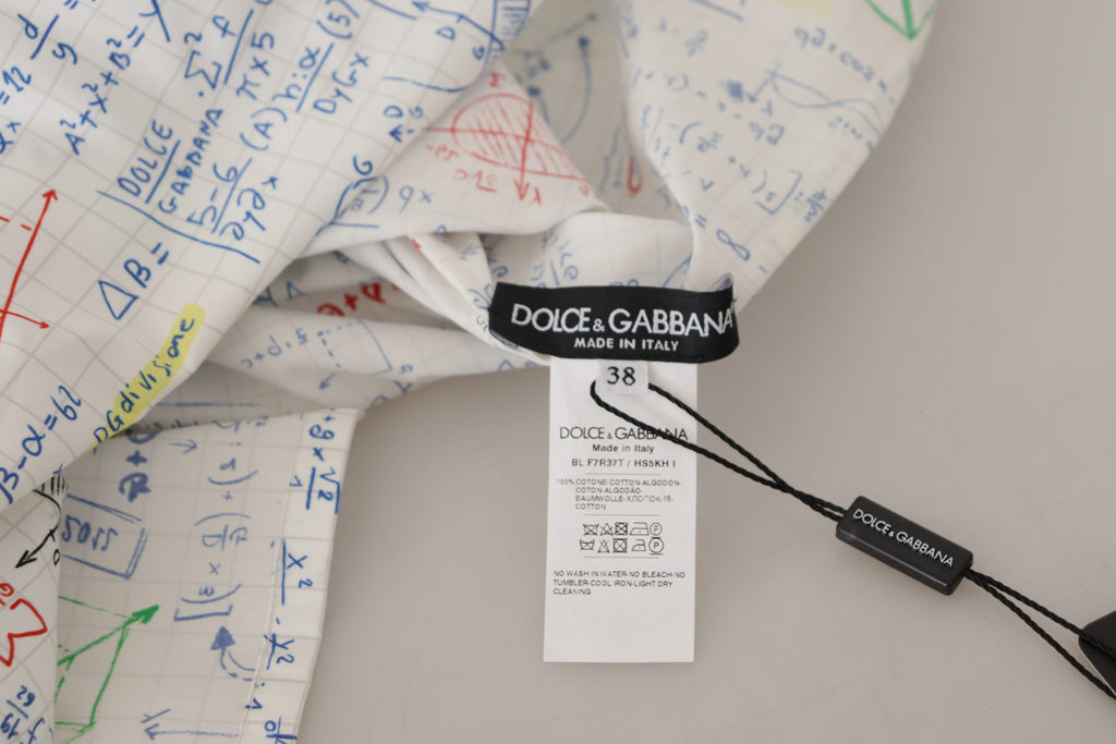 Dolce & Gabbana Weißes Baumwoll-Algebra-Top mit kurzen Ärmeln