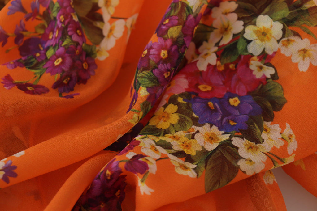 Dolce & Gabbana Orange Floral Print Long-Sleeve Blouse