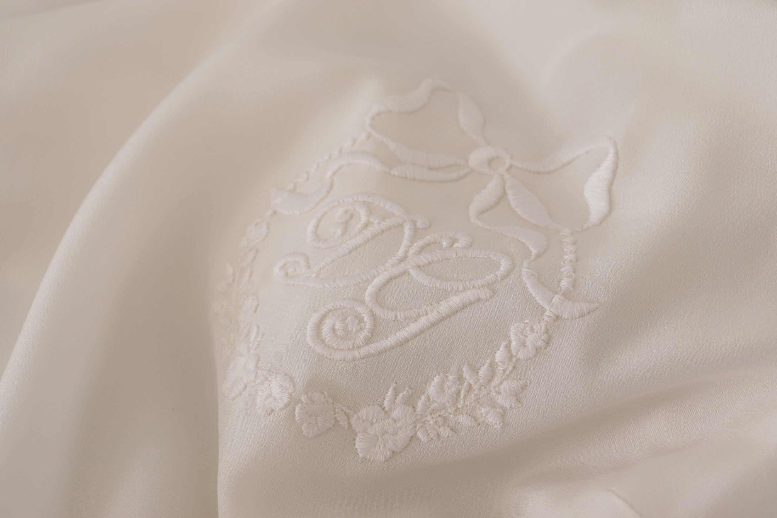 Dolce & Gabbana White Silk Blouse with DG Logo Embroidery and Long Sleeves