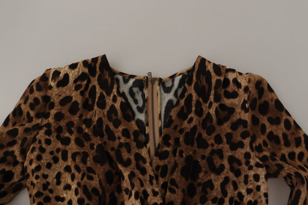 Dolce & Gabbana Braunes Leoparden Wickelkleid in A-Linie Maxi Viskose