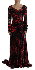 Dolce & Gabbana Black Floral Rose A-Line Sheath Dress