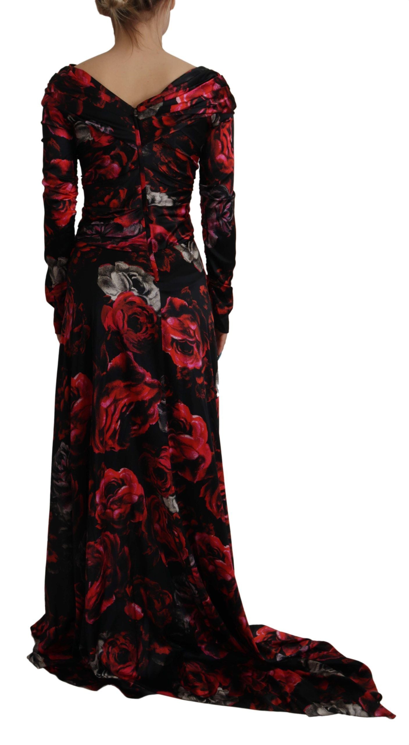 Dolce & Gabbana Black Floral Rose A-Line Sheath Dress