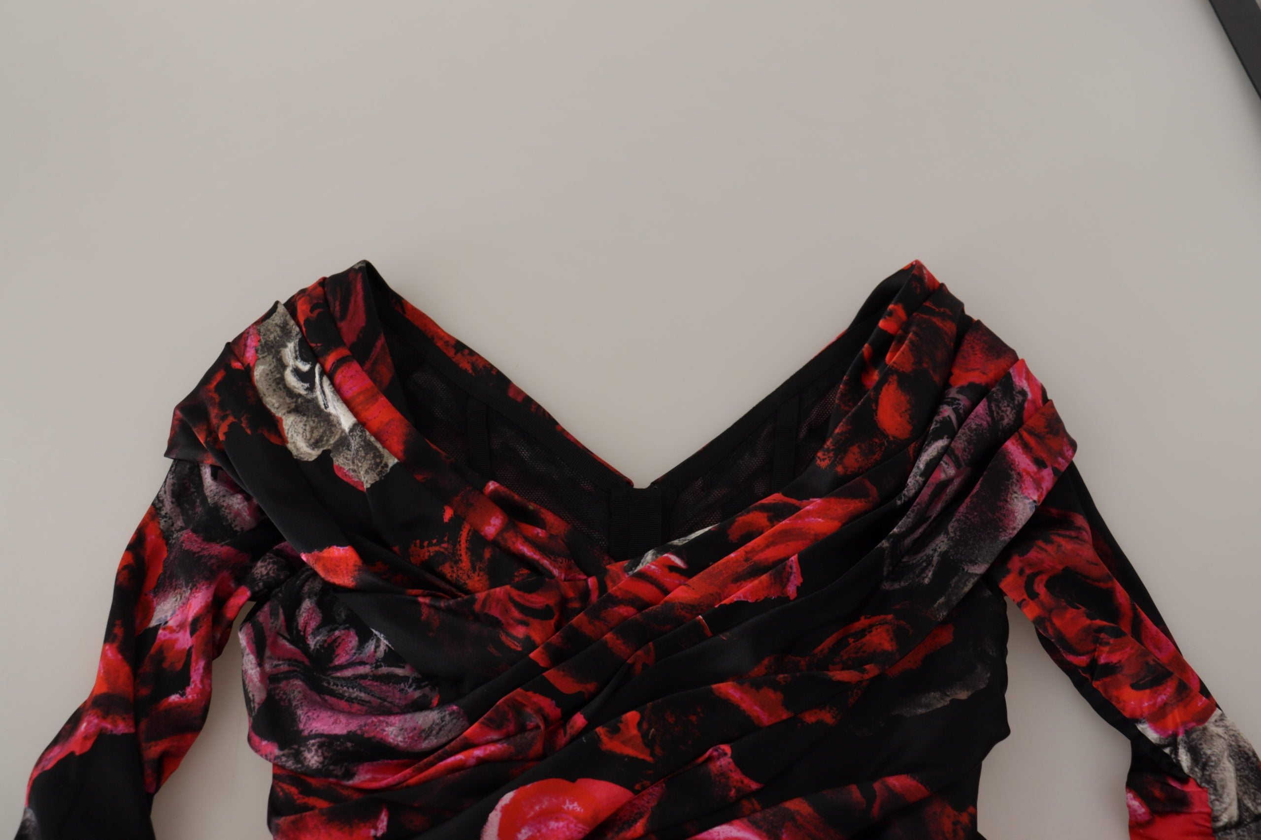 Dolce & Gabbana Black Floral Rose A-Line Sheath Dress