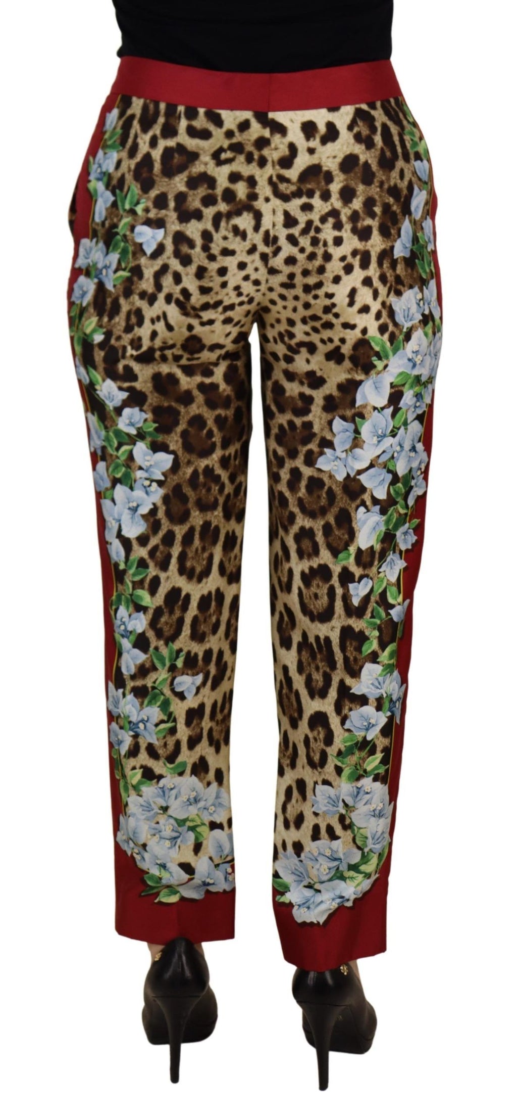 Dolce & Gabbana Multicolor Leopard Flora Printed Mid Waist Trousers