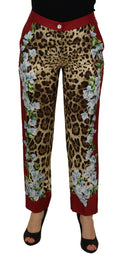Dolce & Gabbana Multicolor Leopard Flora Printed Mid Waist Trousers