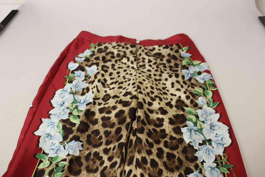 Dolce & Gabbana Multicolor Leopard Flora Printed Mid Waist Trousers