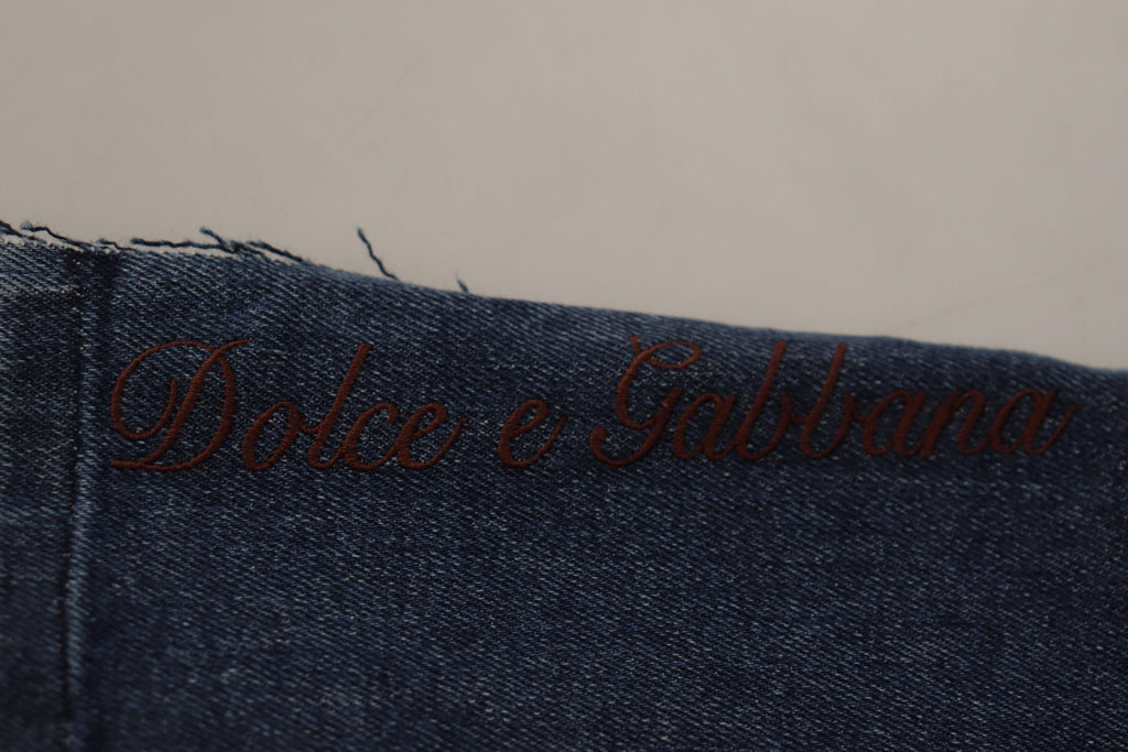 Dolce & Gabbana Multicolor Patchwork DG Fashion Wide-Leg Denim Trousers
