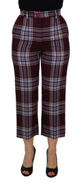 Dolce & Gabbana Grey High-Waisted Plaid Split-Hem Trousers