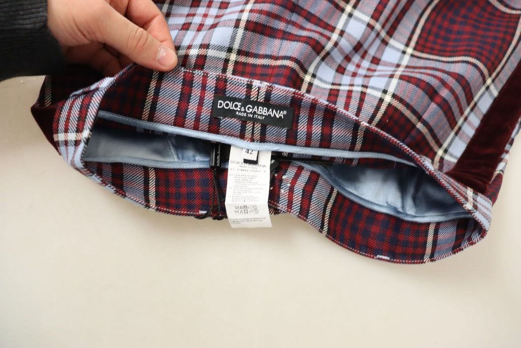 Dolce & Gabbana Grey High-Waisted Plaid Split-Hem Trousers