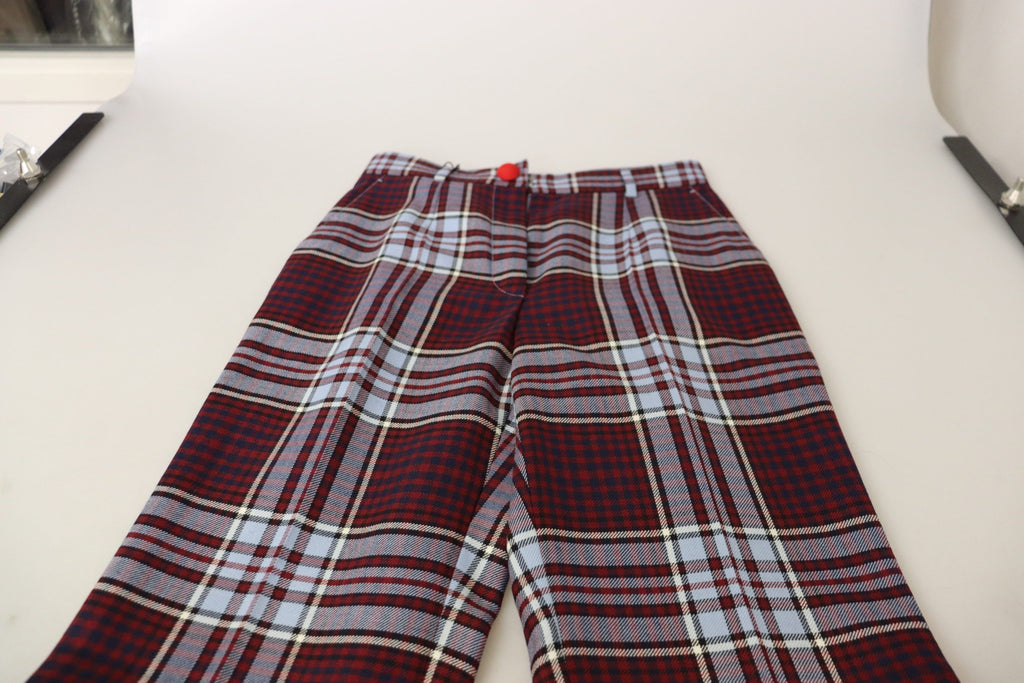 Dolce & Gabbana Grey High-Waisted Plaid Split-Hem Trousers
