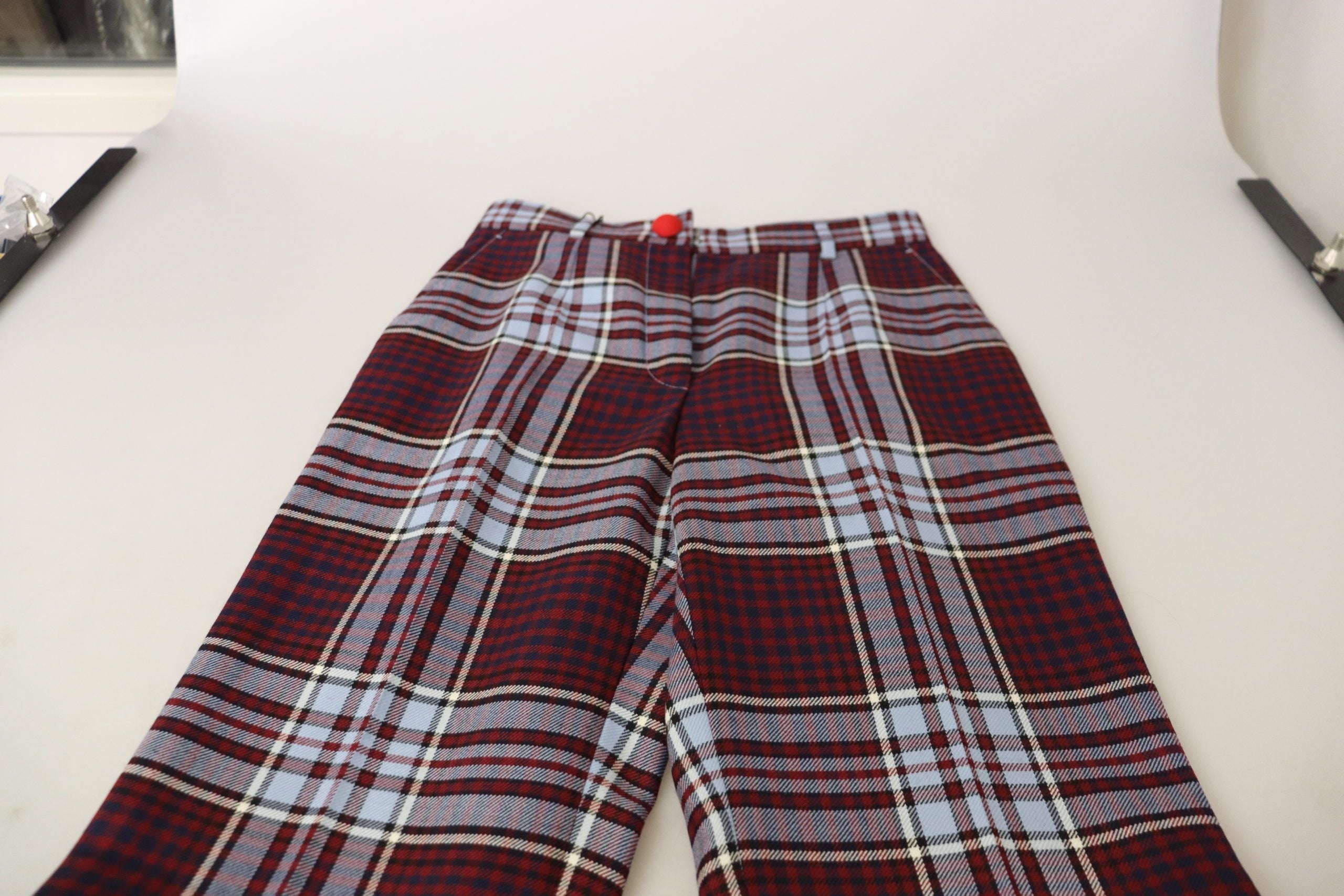 Dolce & Gabbana Grey High-Waisted Plaid Split-Hem Trousers