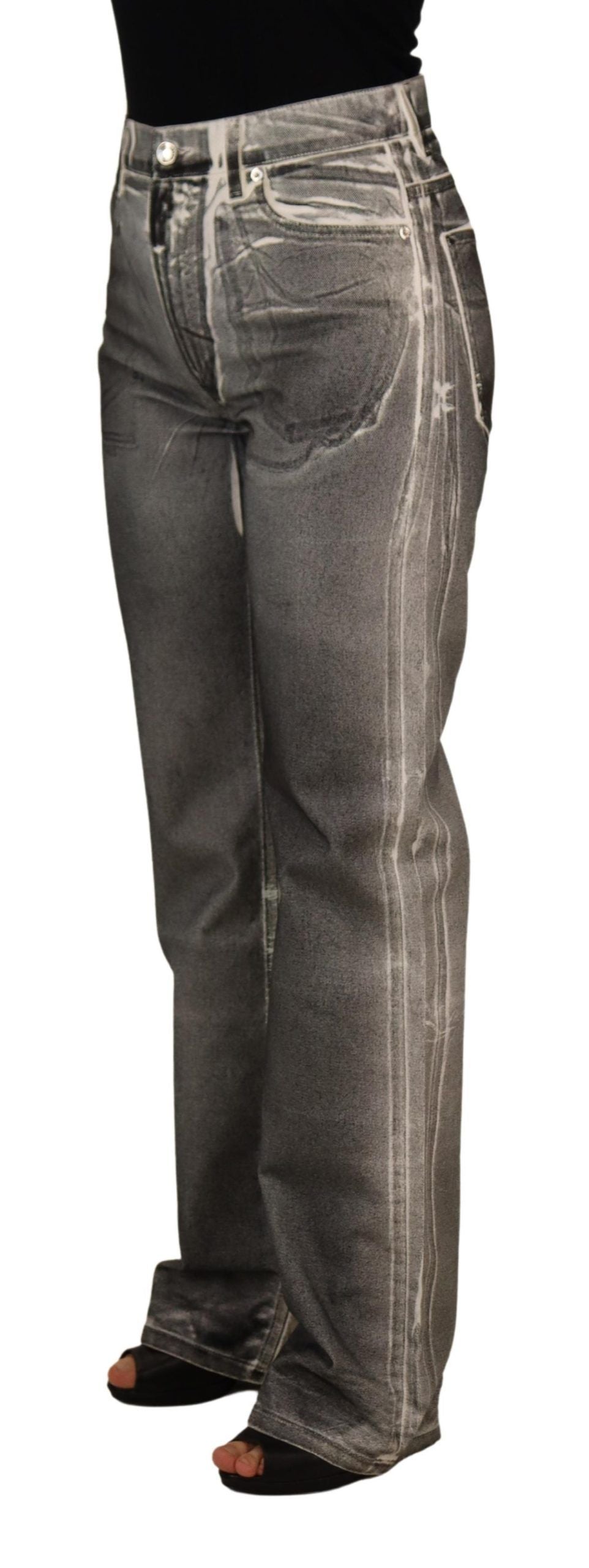 Dolce & Gabbana Grey Washed High-Waisted Denim Cotton Jeans