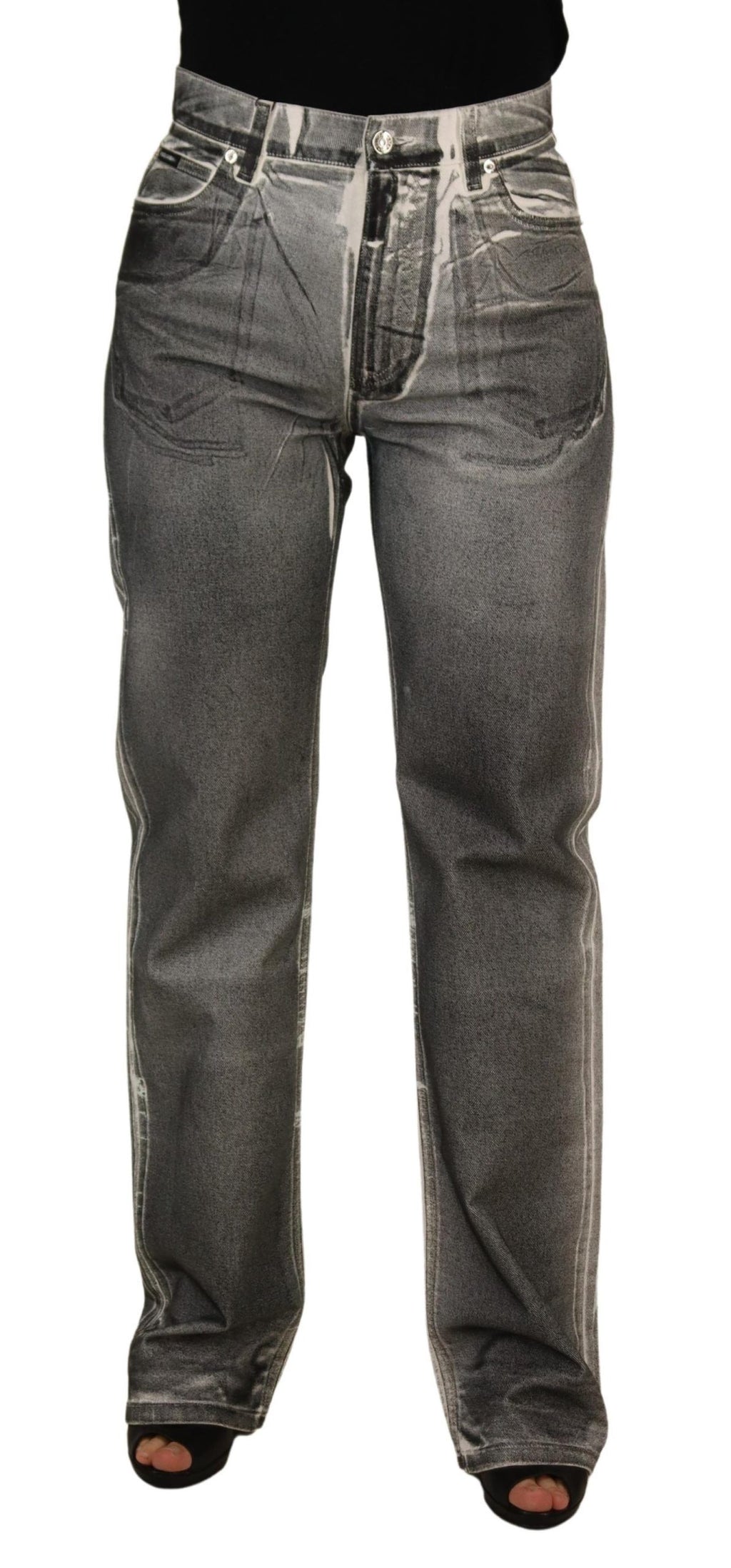 Dolce & Gabbana Grey Washed High-Waisted Denim Cotton Jeans