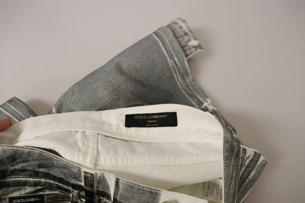 Dolce & Gabbana Grey Washed High-Waisted Denim Cotton Jeans