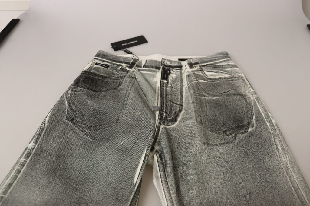 Dolce & Gabbana Grey Washed High-Waisted Denim Cotton Jeans