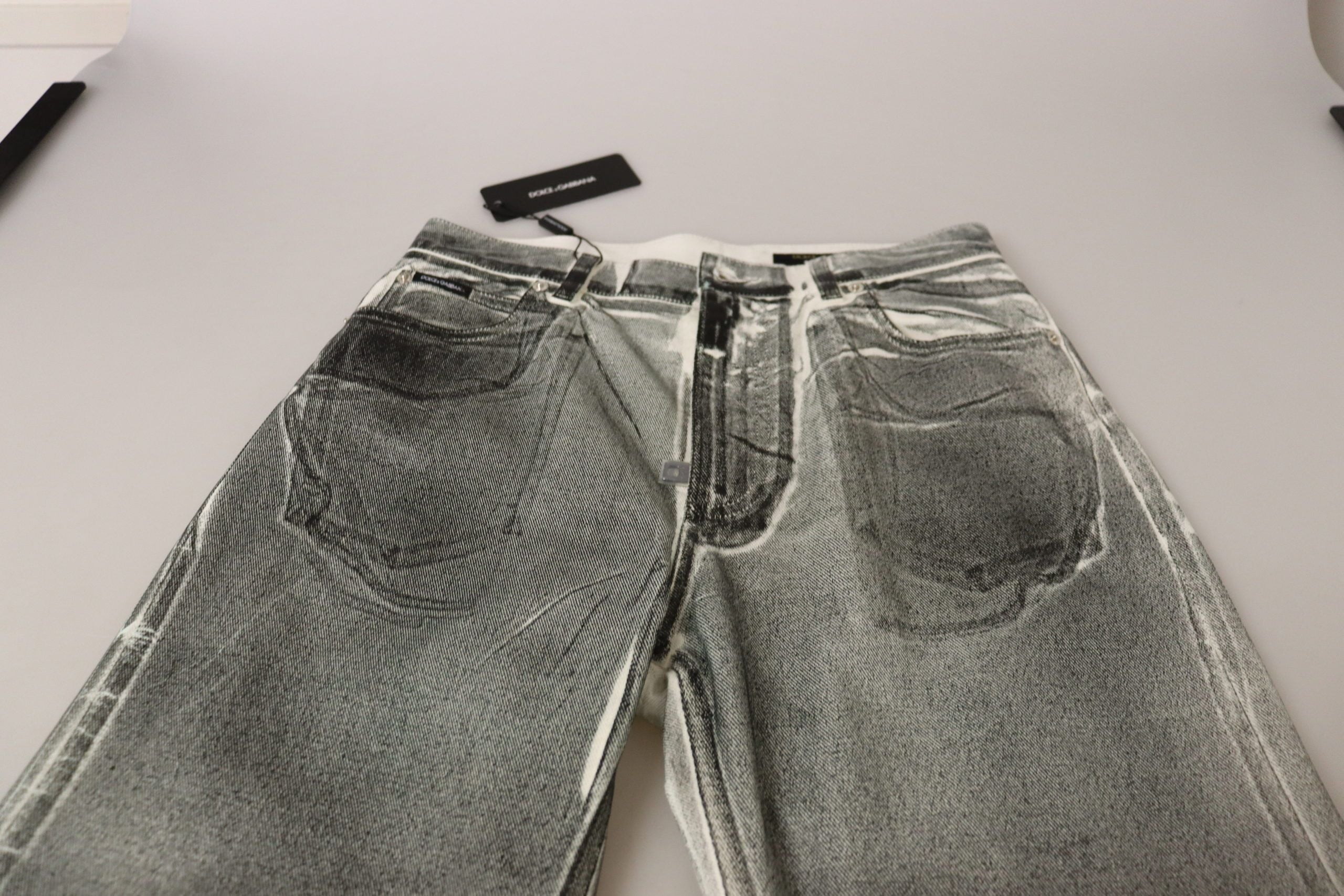 Dolce & Gabbana Grey Washed High-Waisted Denim Cotton Jeans