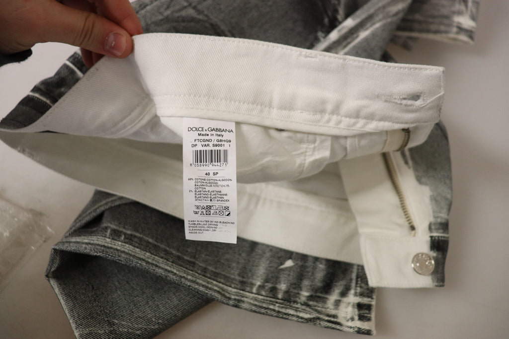 Dolce & Gabbana Grey Washed High-Waisted Denim Cotton Jeans