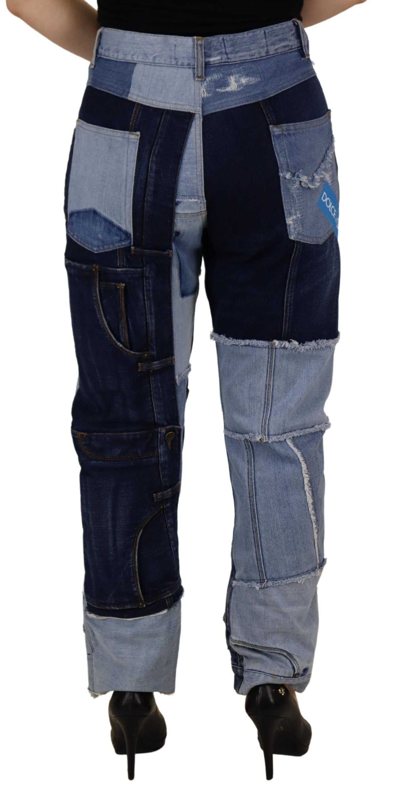 Dolce & Gabbana Multicolor Patchwork Denim Jeans mit hoher Taille