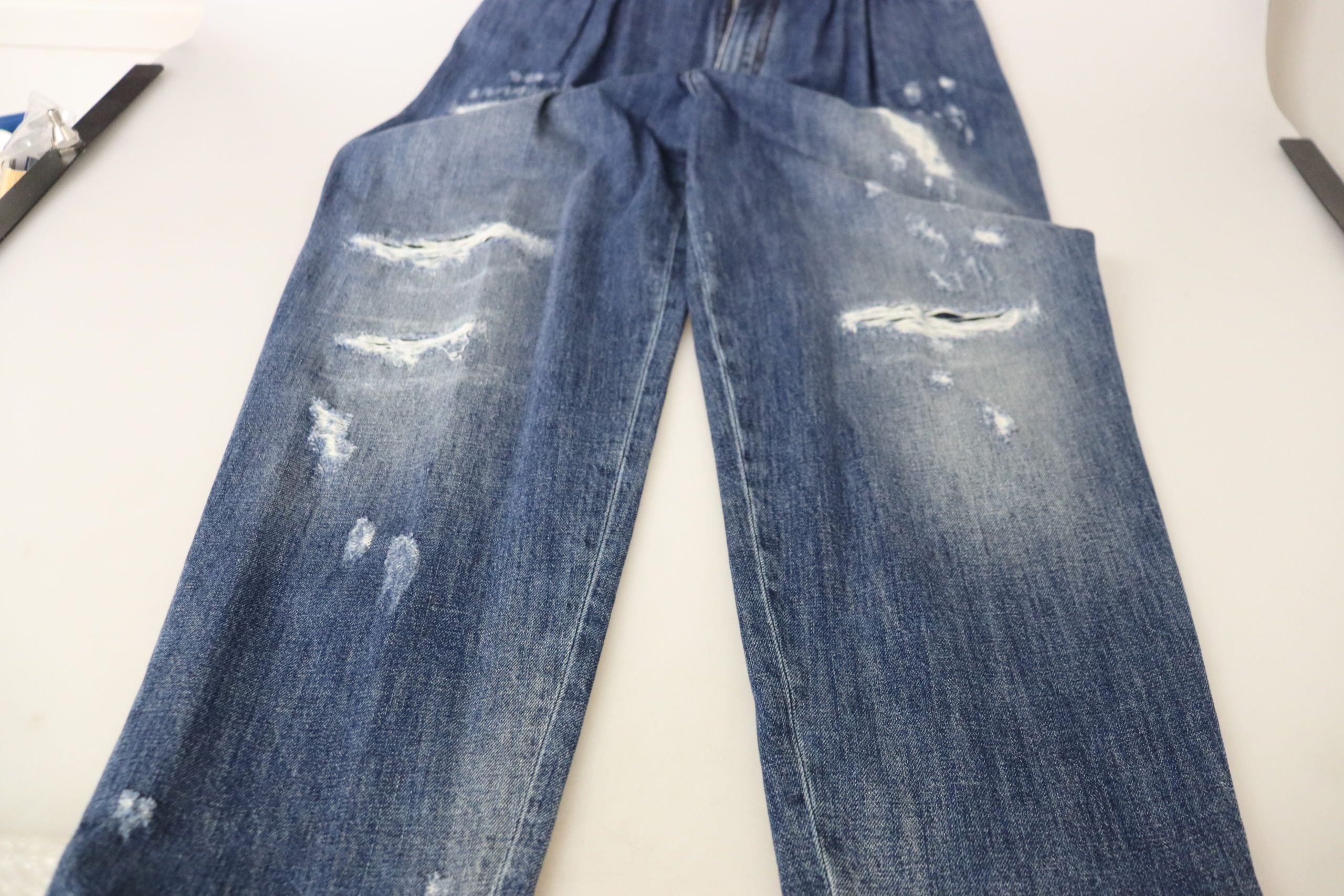Dolce & Gabbana Blau gewaschene Hose mit hoher Taille und lockerer Passform