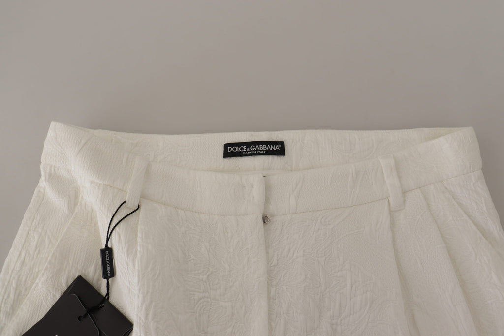 Dolce & Gabbana Weiße Culotte-Baumwollshorts mit hoher Taille