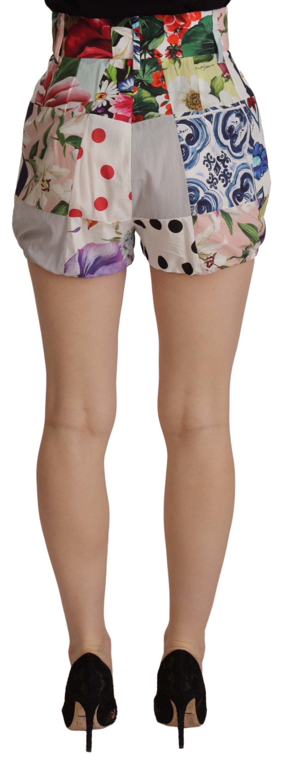 Dolce & Gabbana Multicolor Patchwork High-Waisted Cotton Shorts