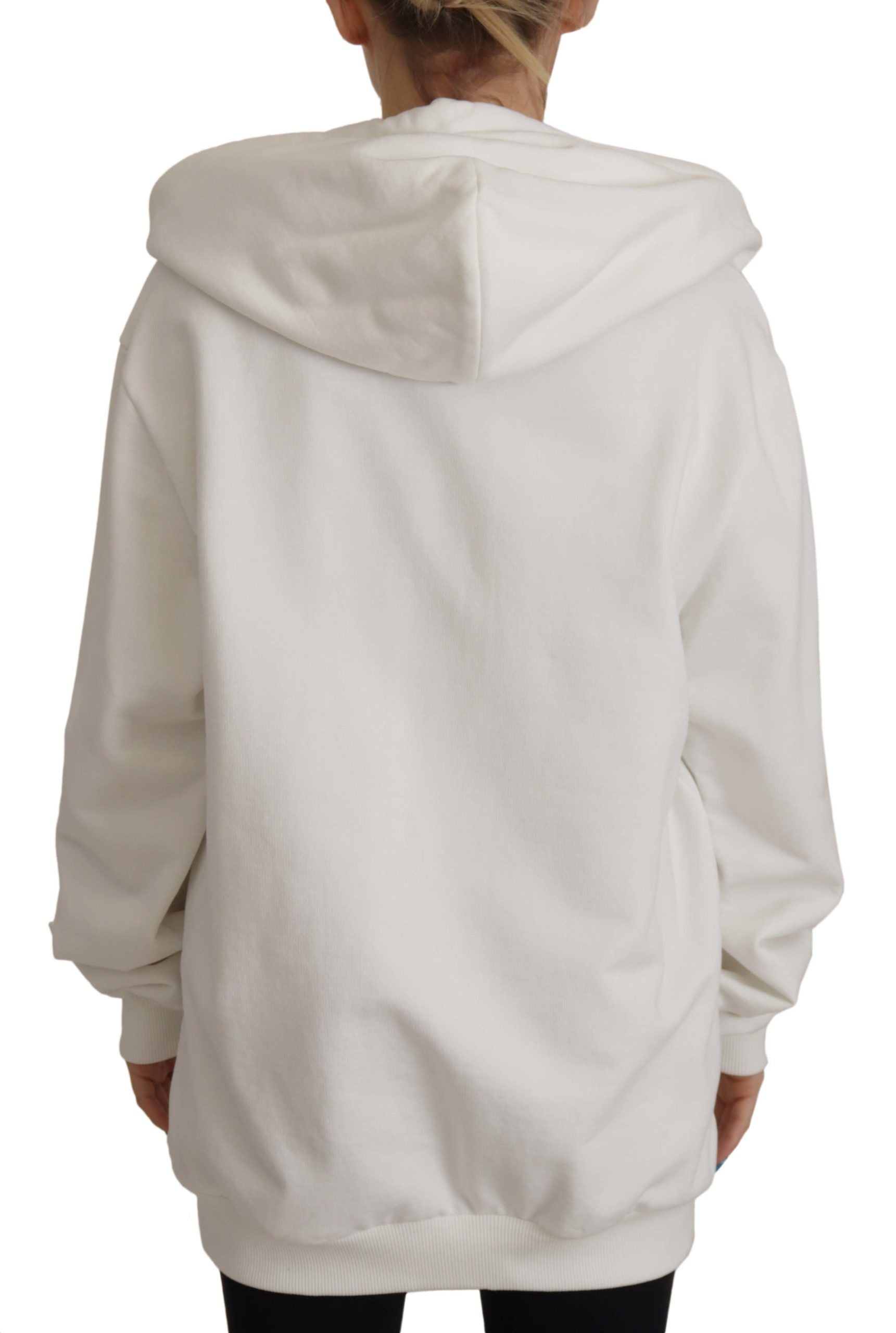 Dolce & Gabbana Weißer Kapuzenpullover bestickter Pullover