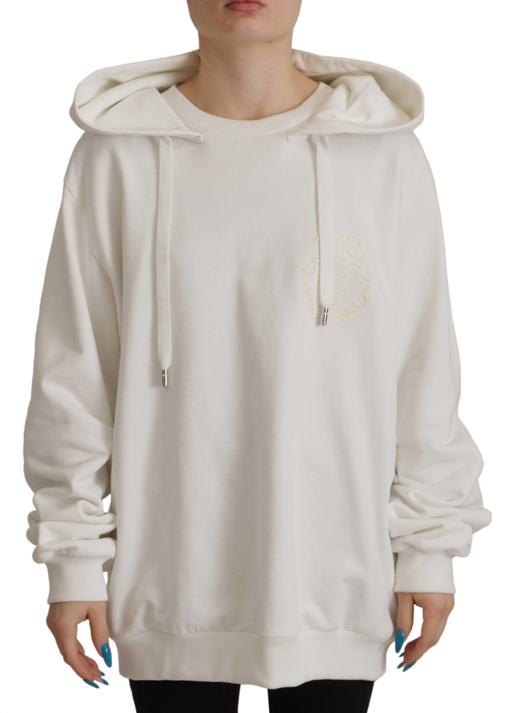 Dolce & Gabbana Weißer Kapuzenpullover bestickter Pullover