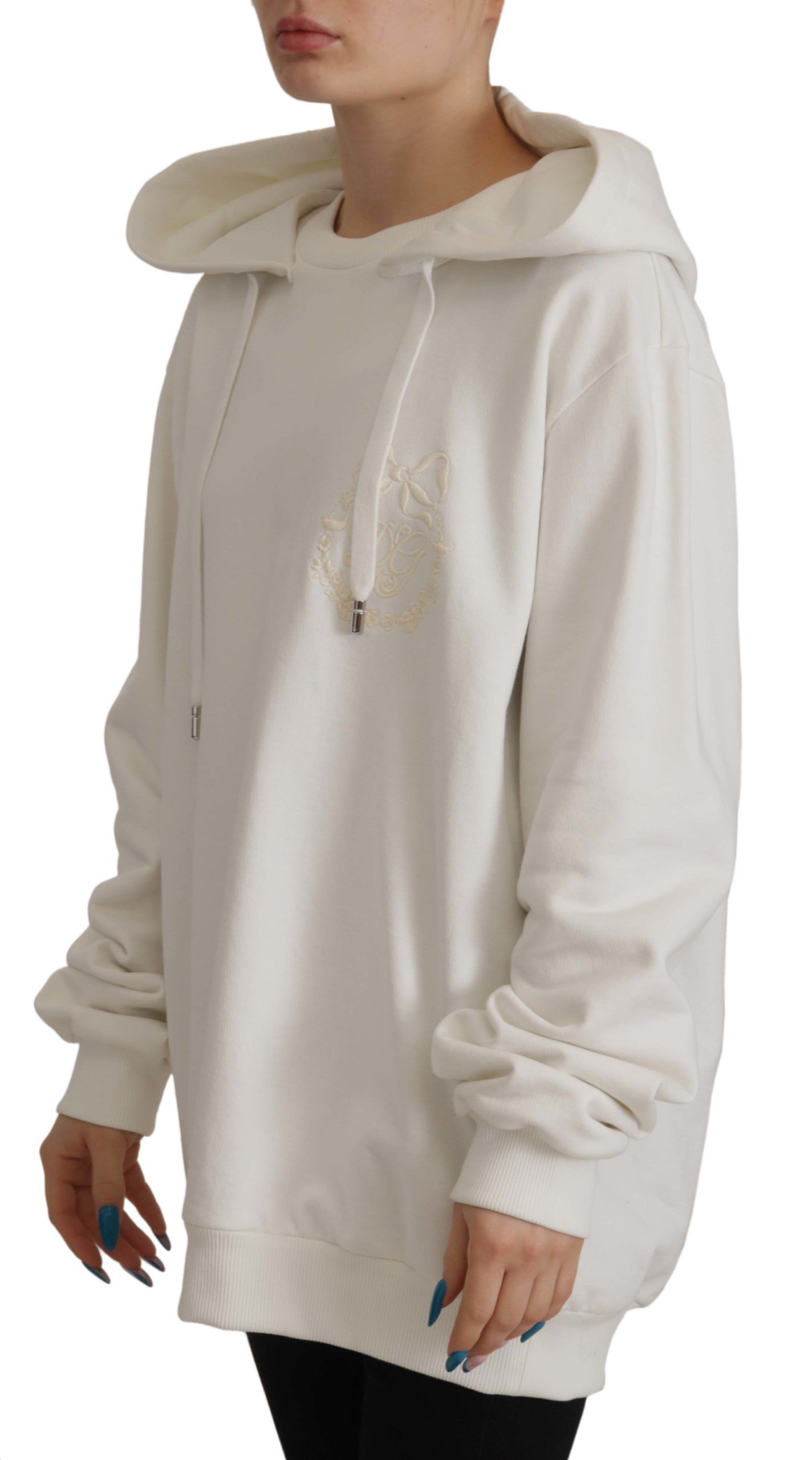 Dolce & Gabbana Weißer Kapuzenpullover bestickter Pullover