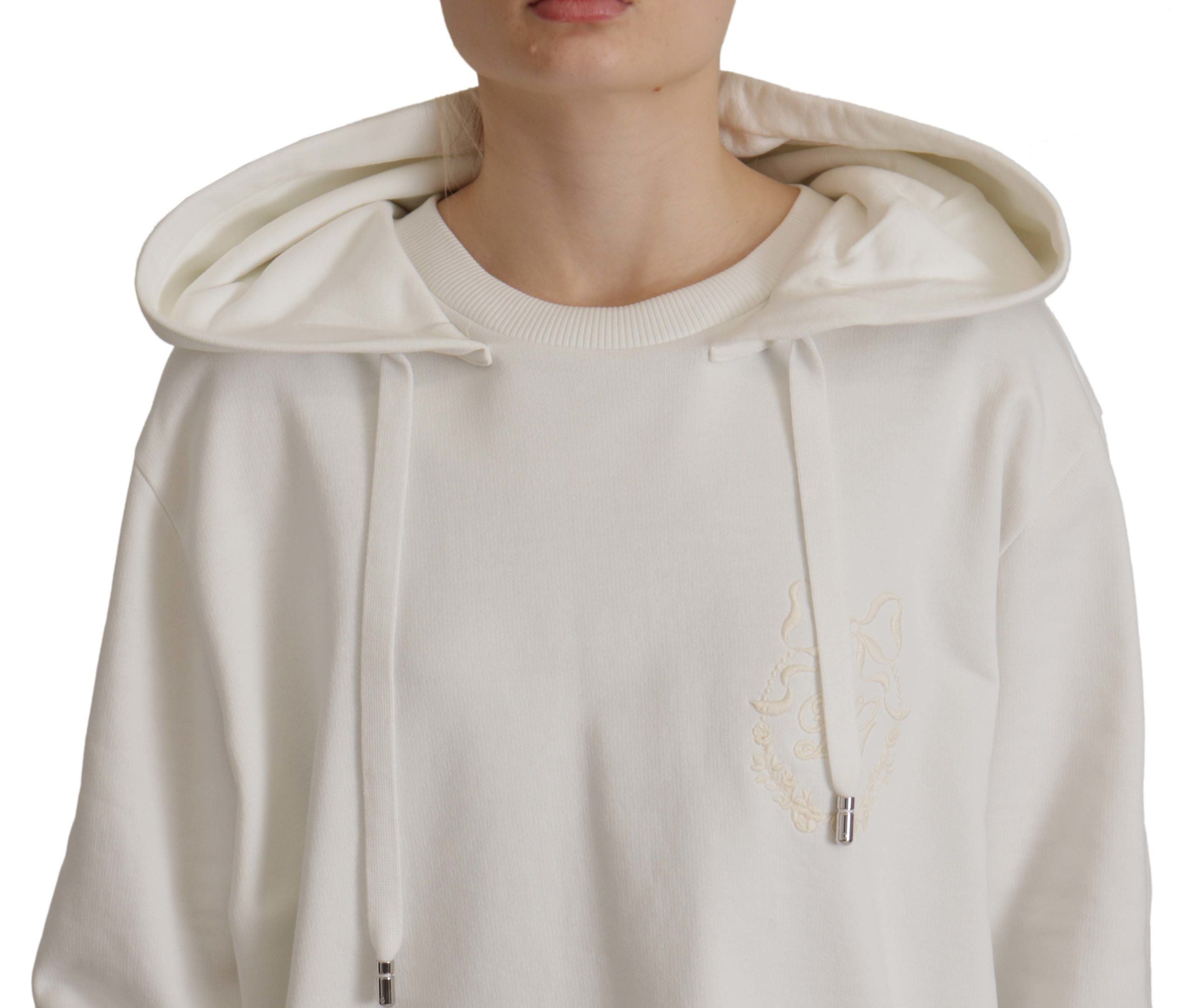 Dolce & Gabbana Weißer Kapuzenpullover bestickter Pullover