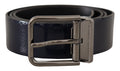 Dolce & Gabbana Blaues Lackleder Vernice Silberne Logoschnalle Gürtel