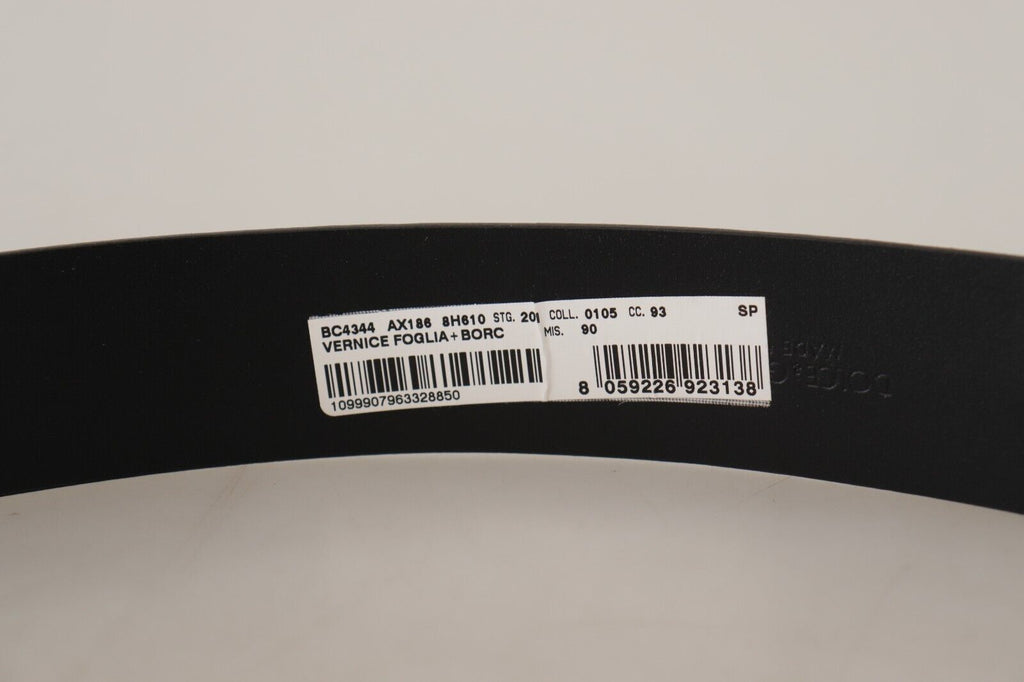 Dolce & Gabbana Blaues Lackleder Vernice Silberne Logoschnalle Gürtel