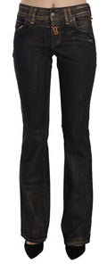 John Galliano Black Washed Cotton Flared Waist Jeans