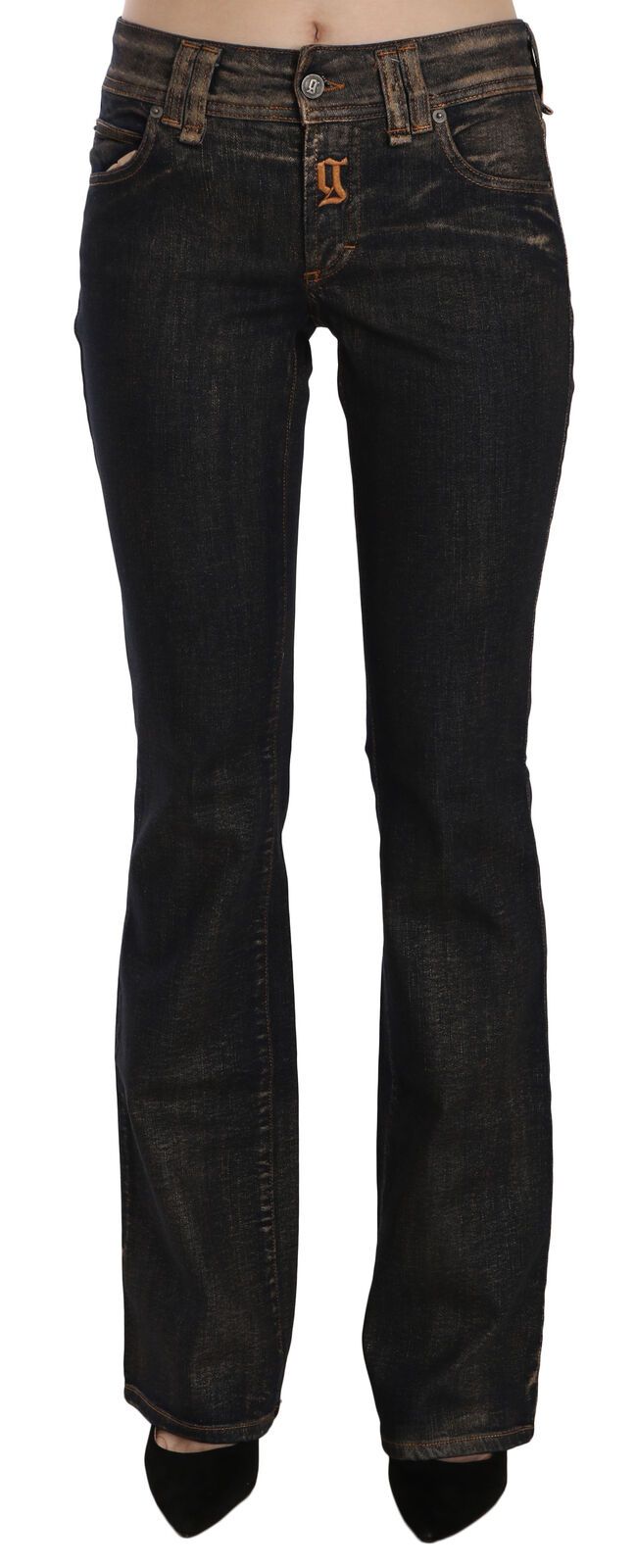 John Galliano Black Washed Cotton Flared Waist Jeans