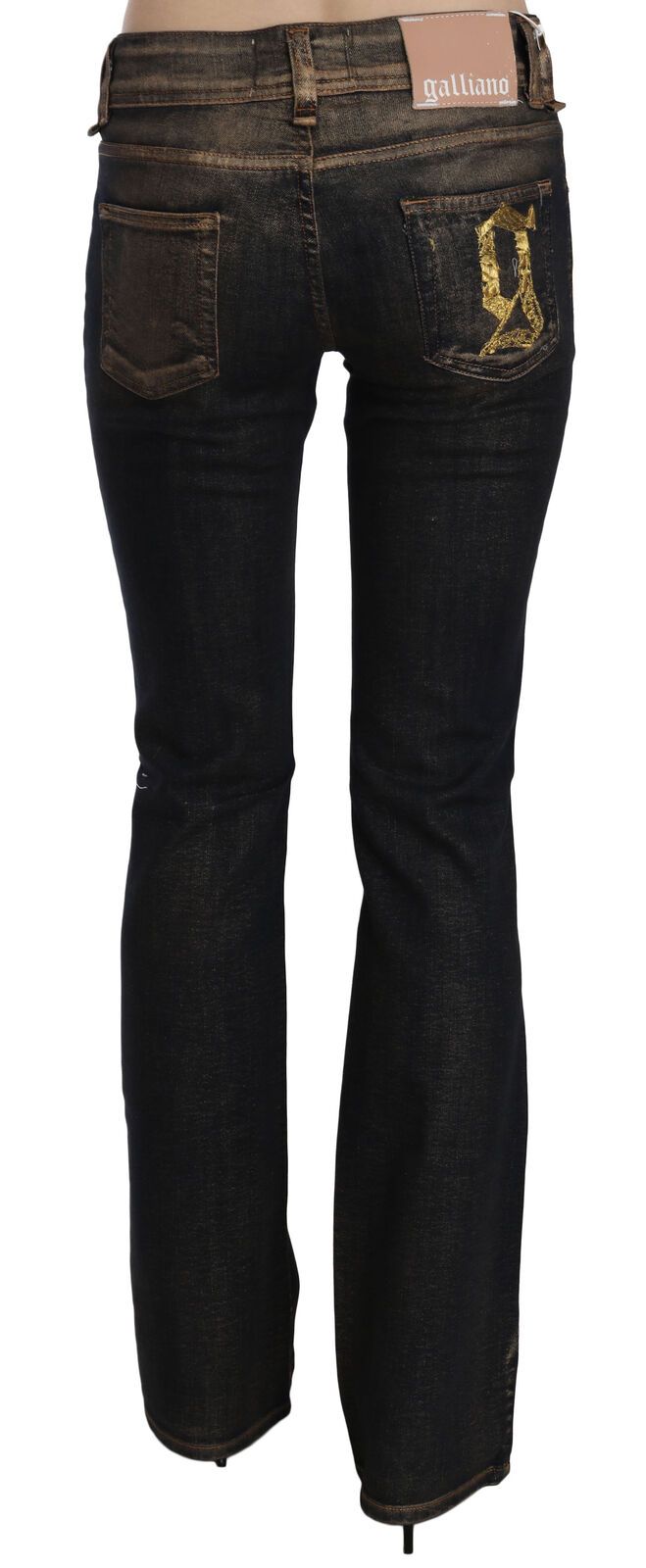 John Galliano Black Washed Cotton Flared Waist Jeans