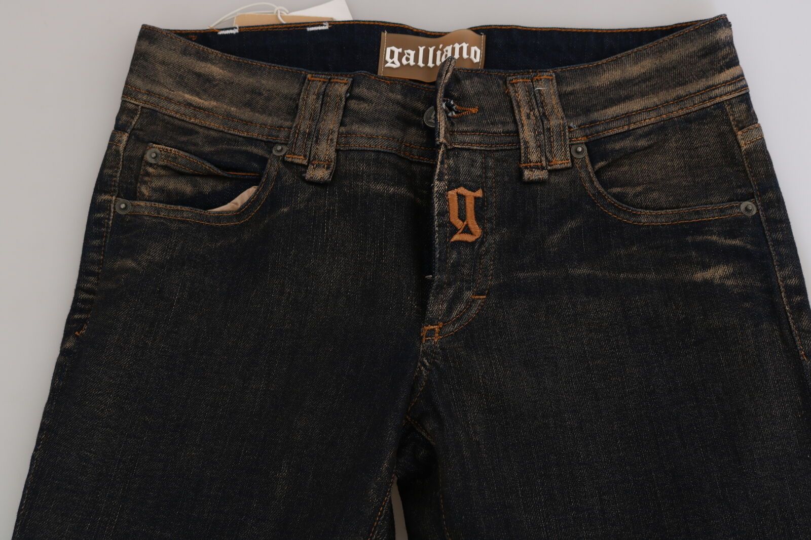 John Galliano Black Washed Cotton Flared Waist Jeans