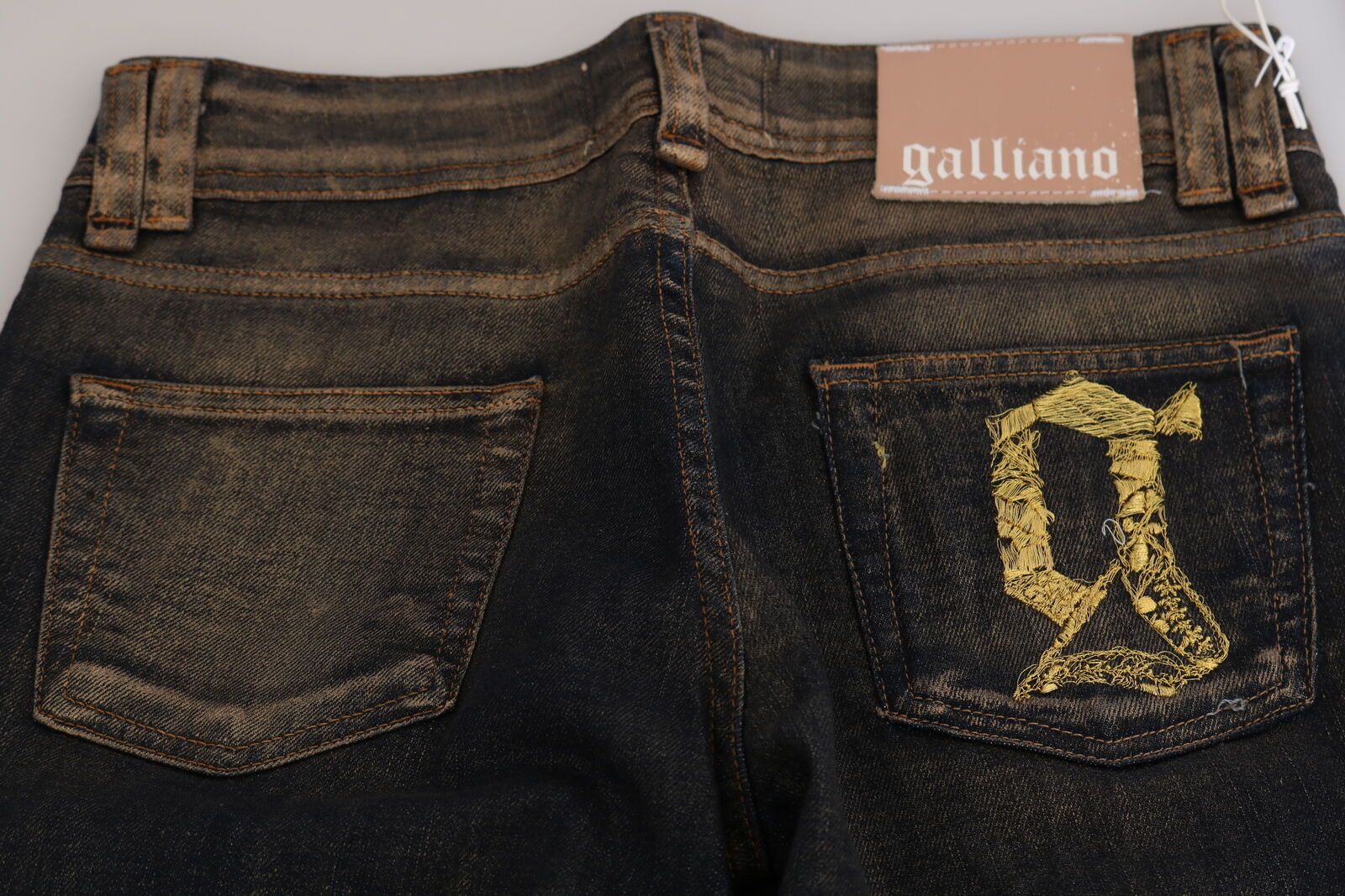 John Galliano Black Washed Cotton Flared Waist Jeans