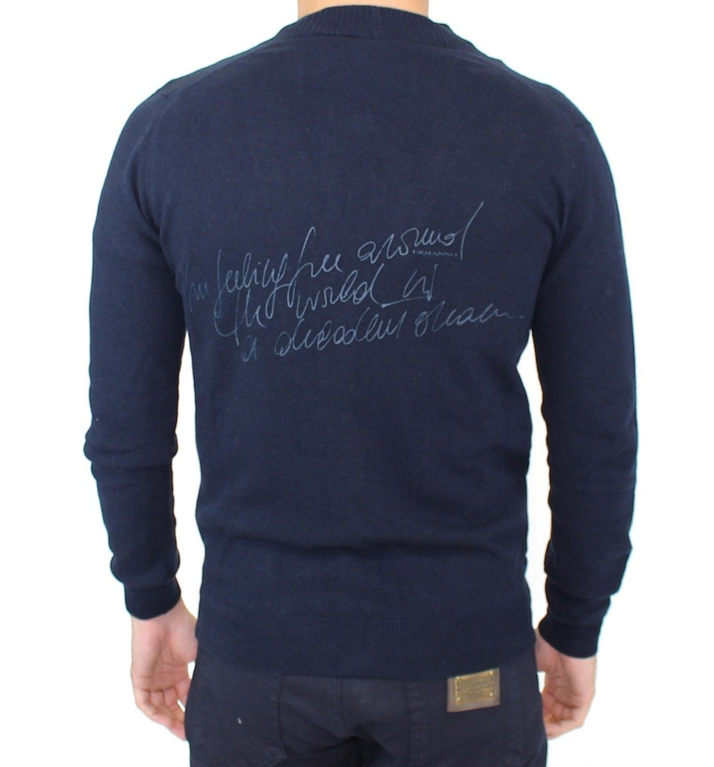 Ermanno Scervino Blaue Woll-Kaschmir-Strickjacke Pullover