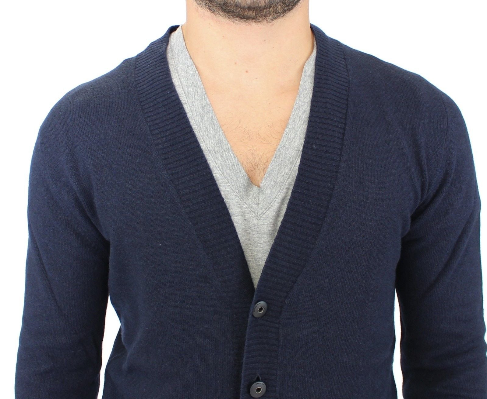 Ermanno Scervino Blaue Woll-Kaschmir-Strickjacke Pullover