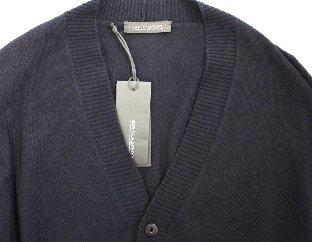 Ermanno Scervino Blaue Woll-Kaschmir-Strickjacke Pullover