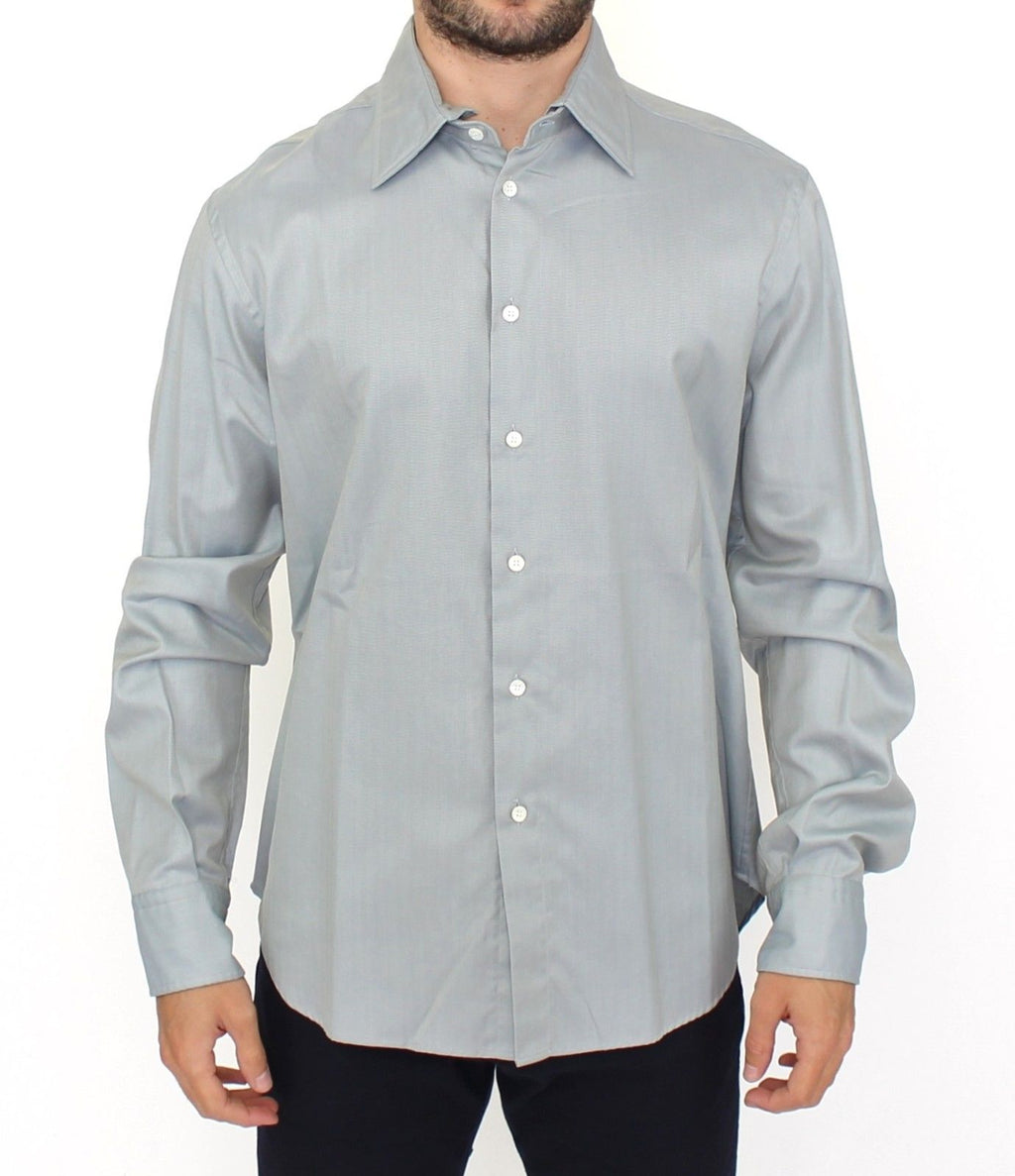 Ermanno Scervino Grey Long-Sleeved Cotton Casual Top