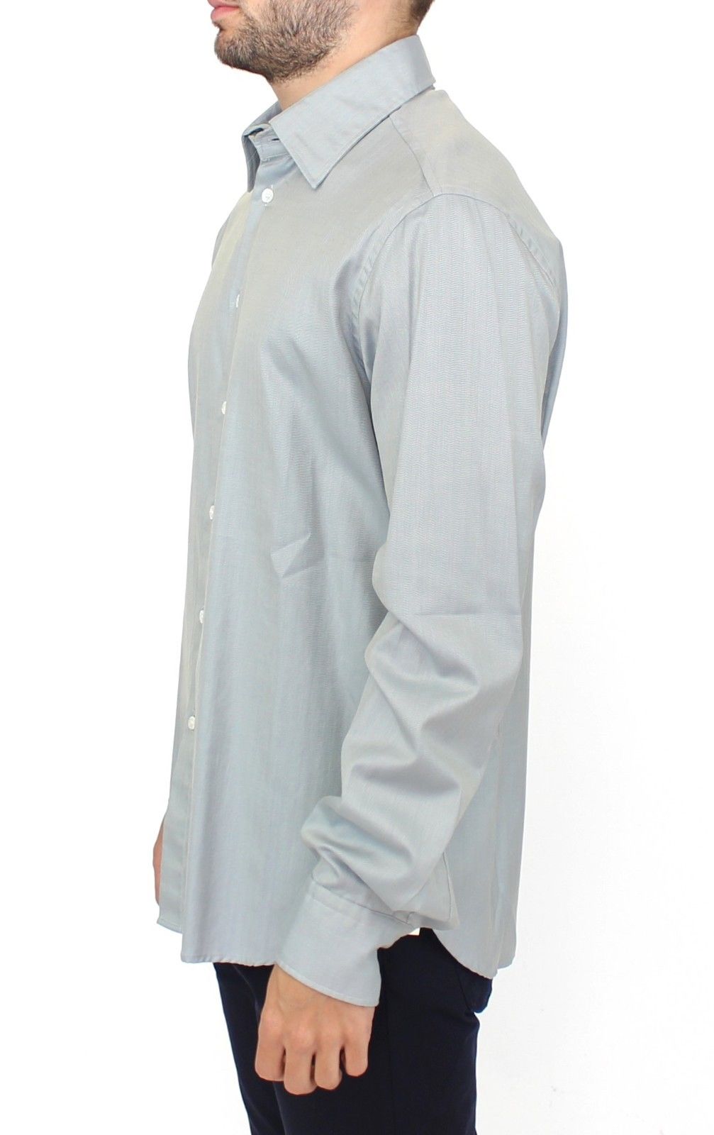 Ermanno Scervino Grey Long-Sleeved Cotton Casual Top