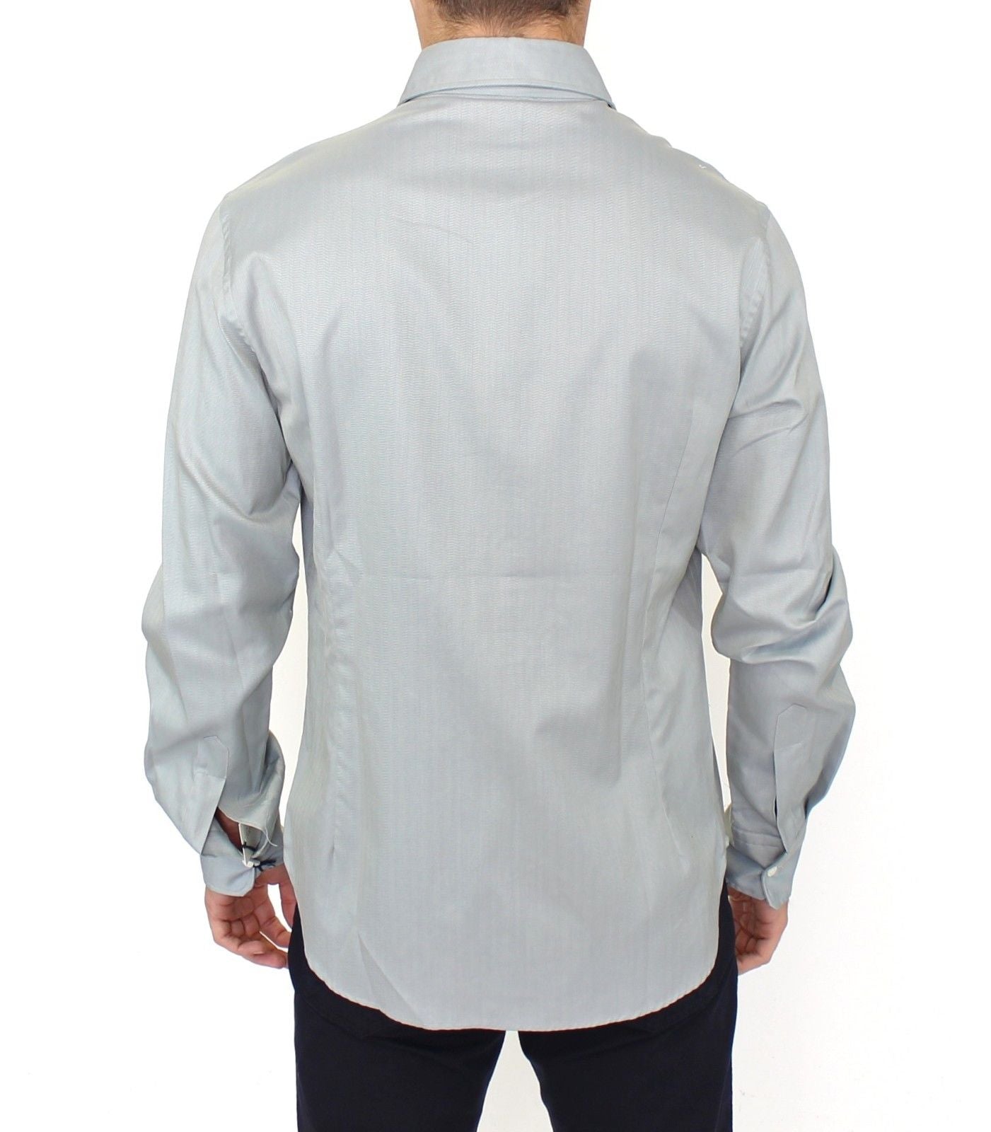 Ermanno Scervino Grey Long-Sleeved Cotton Casual Top