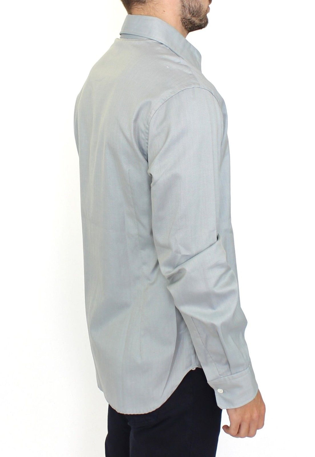 Ermanno Scervino Grey Long-Sleeved Cotton Casual Top