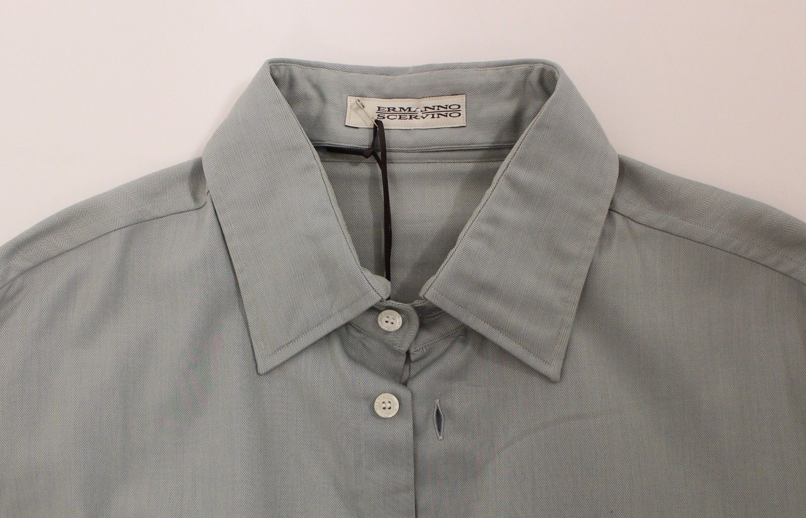 Ermanno Scervino Grey Long-Sleeved Cotton Casual Top