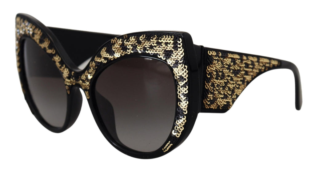 Dolce & Gabbana Black Gold Sequin Butterfly Polarized Sunglasses DG4326
