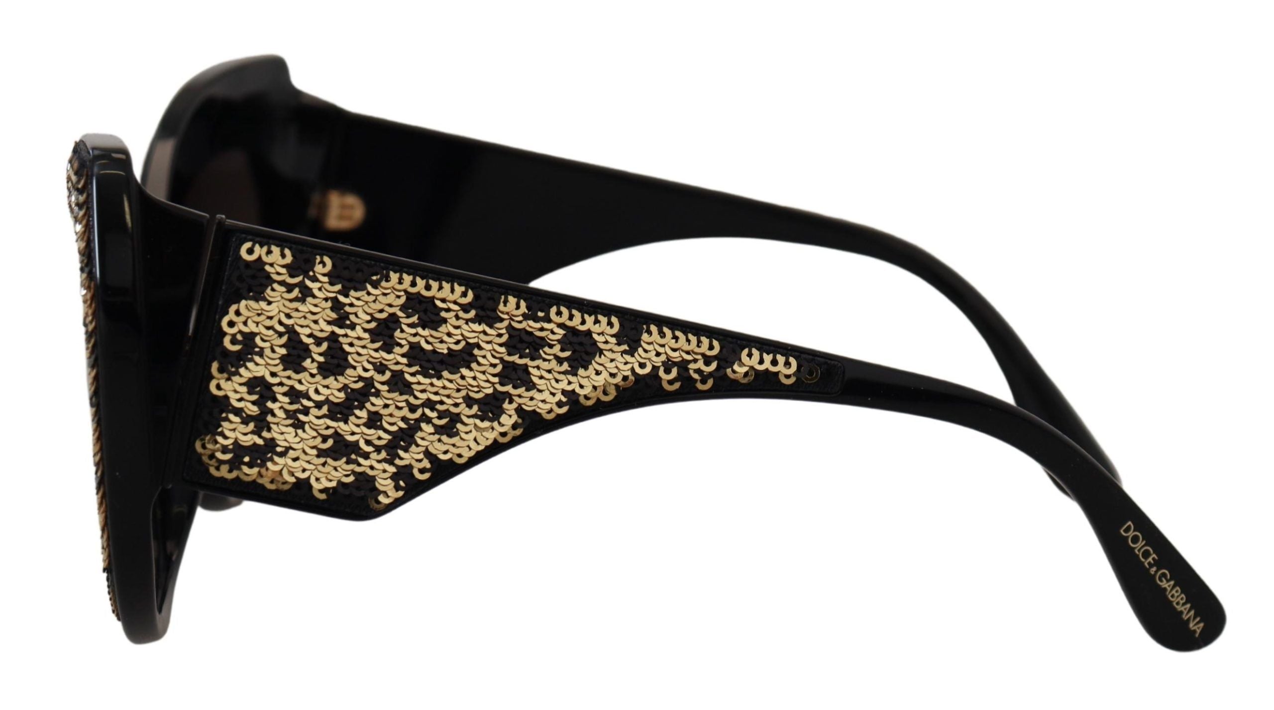 Dolce & Gabbana Black Gold Sequin Butterfly Polarized Sunglasses DG4326