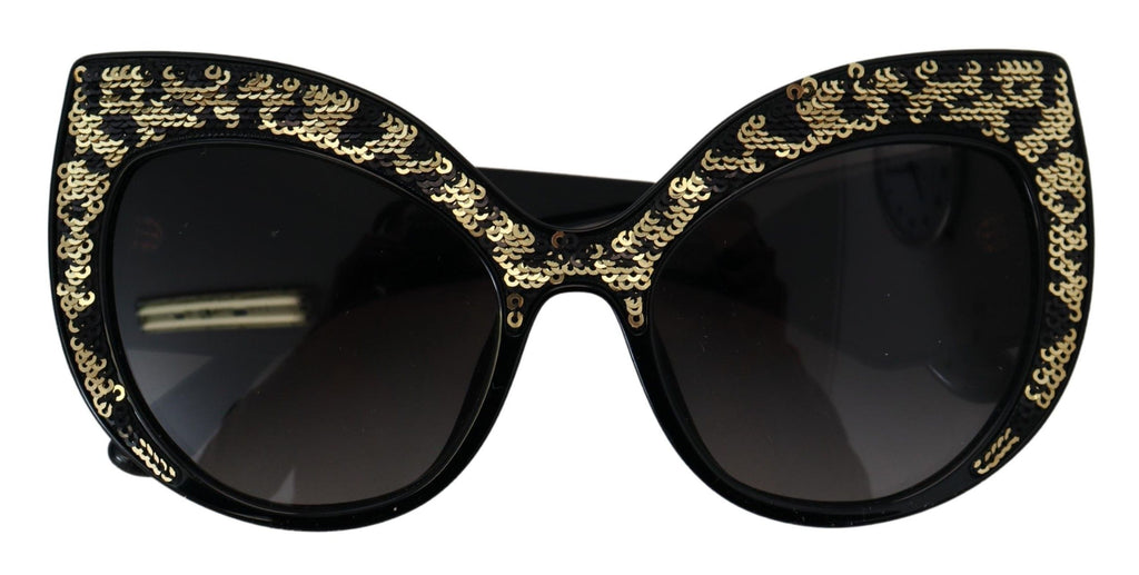 Dolce & Gabbana Black Gold Sequin Butterfly Polarized Sunglasses DG4326
